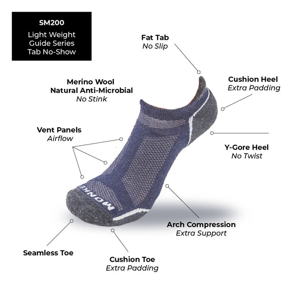 Lightweight Guide Series Tab No-Show Merino Socks