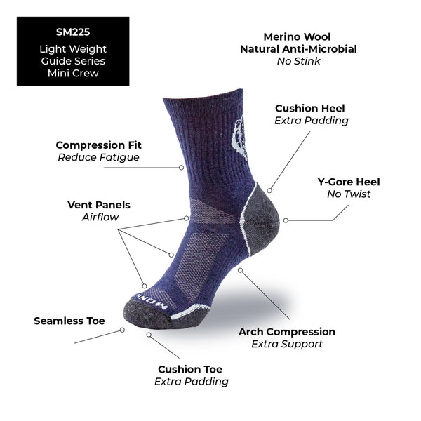 Lightweight Guide Series Mini Crew Merino Socks