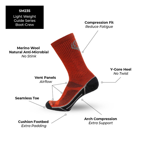Lightweight Guide Series Boot-Crew Merino Socks